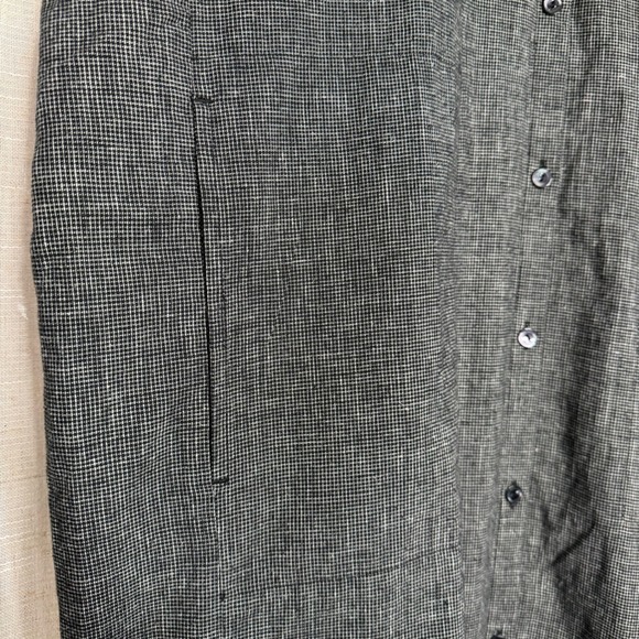 Eileen Fisher Shirt Dress Hemp Organic Cotton Check Short Sleeve Oversized SMALL - Picture 7 of 11